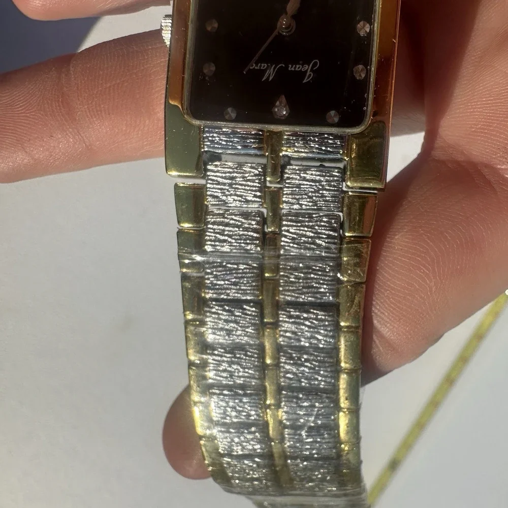Jean Marc Japan Movt Wrist‎ Watch Black Face Quartz Numbers Shiny Needs Battery